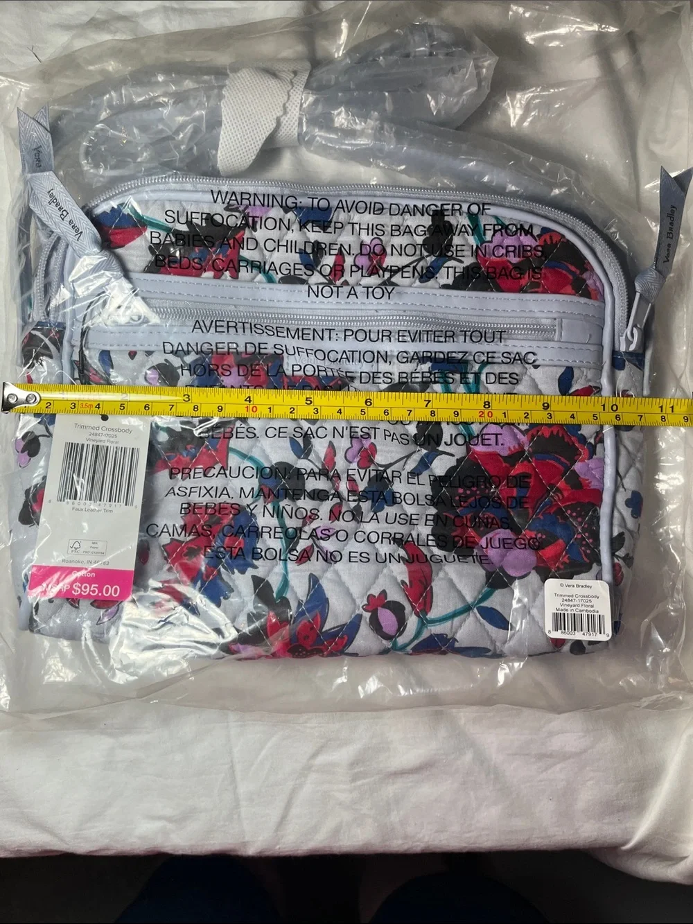 Vera Bradley NWT Trimmed Crossbody bag in Vineyard Floral.